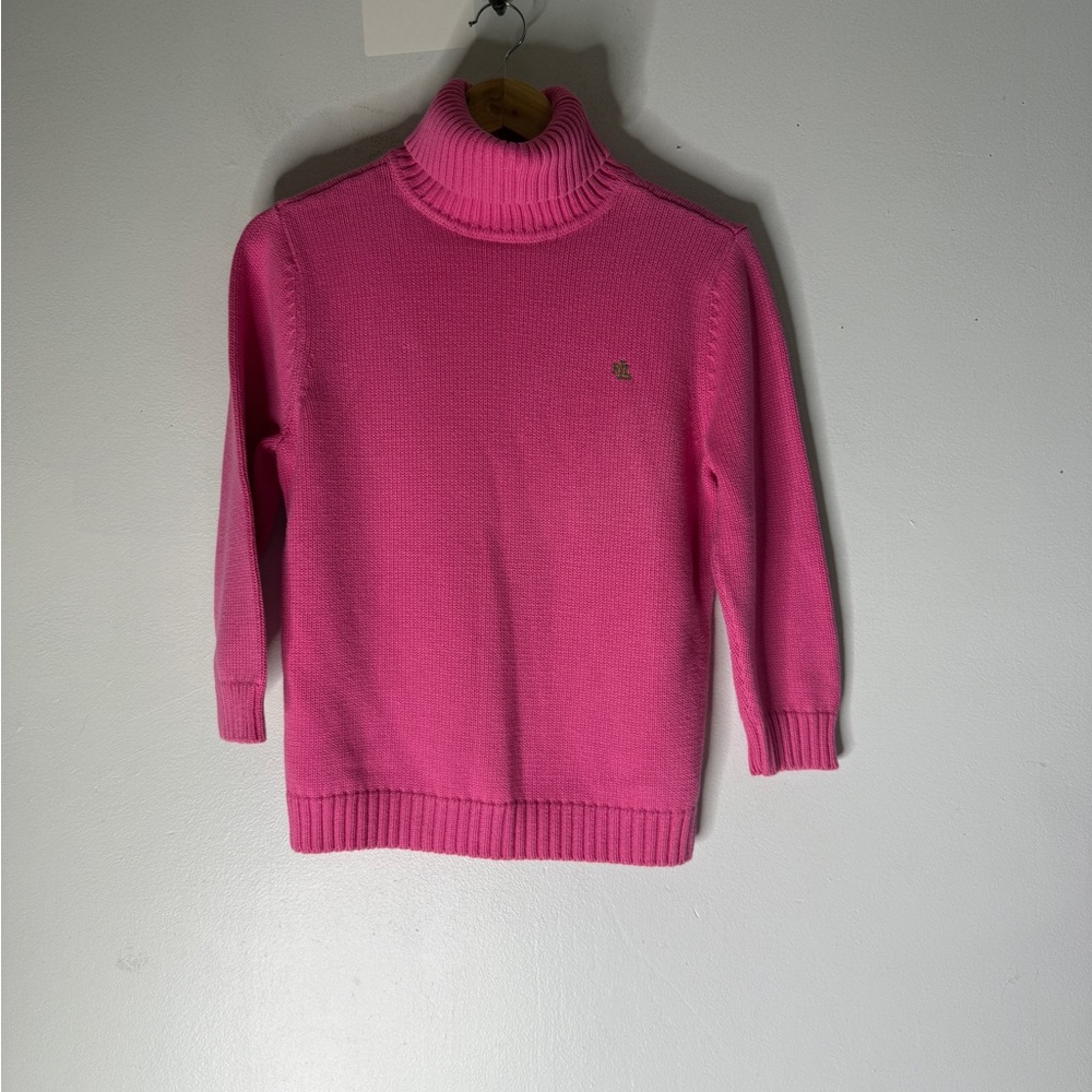 lauren ralph lauren Pink Turtleneck Cotton Sweater Japan Large Preppy